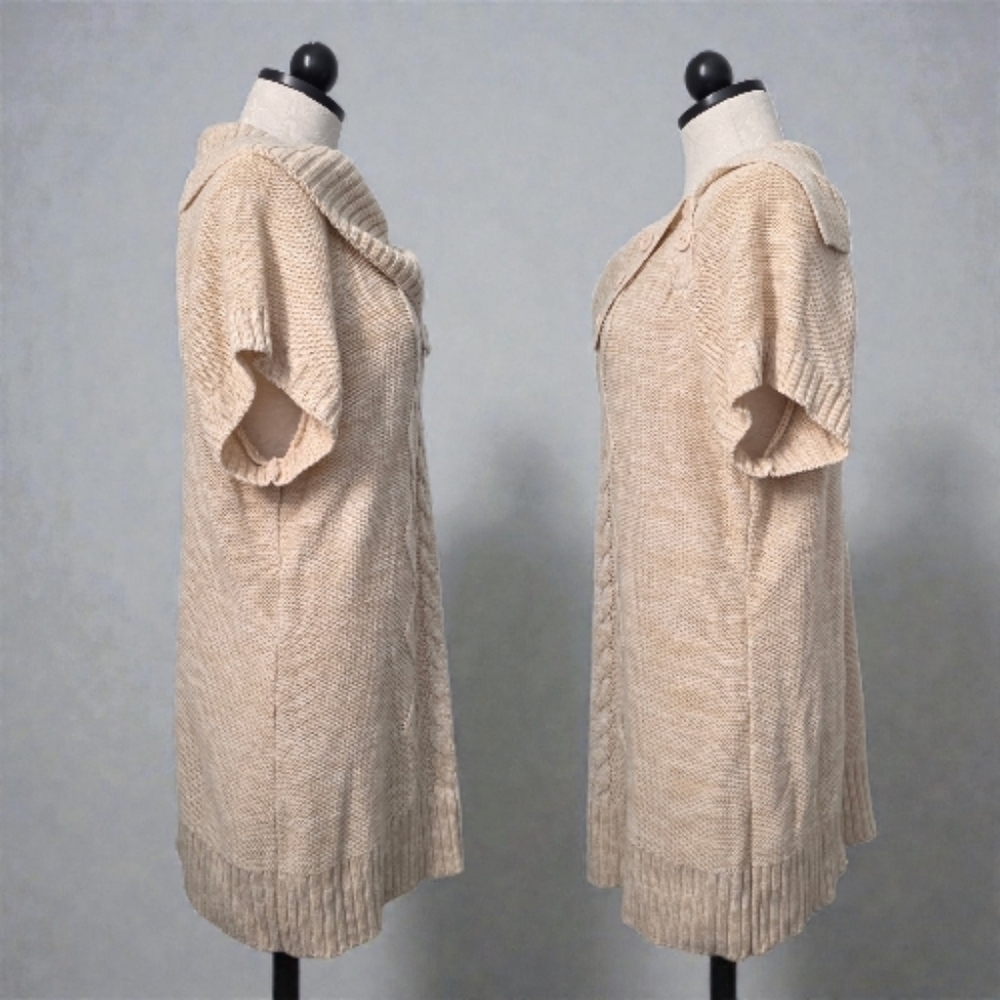 No Boundaries Women's Chic Knitwear Tunic with Elegant Cable Detail Cream XL - Picture 3 of 5